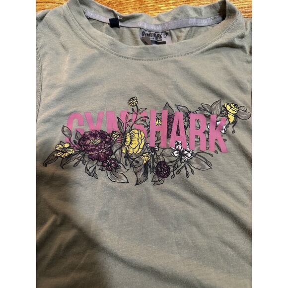 Gym Shark Cropped Tank Green Size X-Small Floral Embroidered - Picture 1 of 4